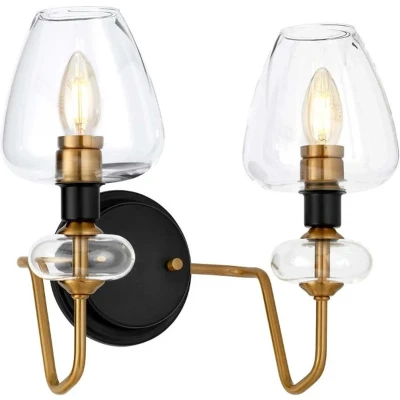 Afbeelding van Elstead Lighting LED Wandlamp Armand 2X E14 Max 40W Aged Brass Plated &amp; Charcoal Black Paint