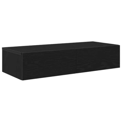 Afbeelding van Wandschap met lades 80x33x17 cm bewerkt hout zwart