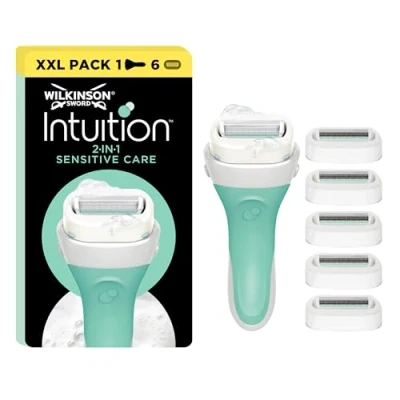 Image de Wilkinson Sword Intuition Sensitive Care XXL Pack Rasoirs pour femme avec 1 rasoir + 6 lames de recharge Contient Provitamin B5, Aloe Vera et Vitamine E