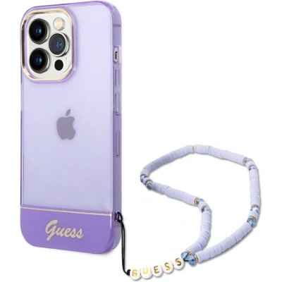 Afbeelding van GUESS TPU Back Cover Telefoonhoesje voor Apple iPhone 14 Pro Max Paars Transparant Bescherming &amp; Stijl