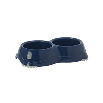 Afbeelding van Moderna plastic katteneetbak dubbel Smarty 1 blueberry (inhoud 2x 330 ml) Gebr. de Boon