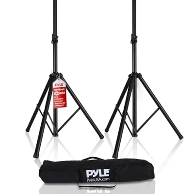 Image de Supports Pieds d&#039;Enceinte Pyle Ensemble de 2 Pièces Hauteur Réglable Noir