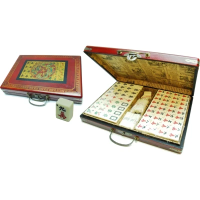 Afbeelding van Mah Jong koffer XL rood hout