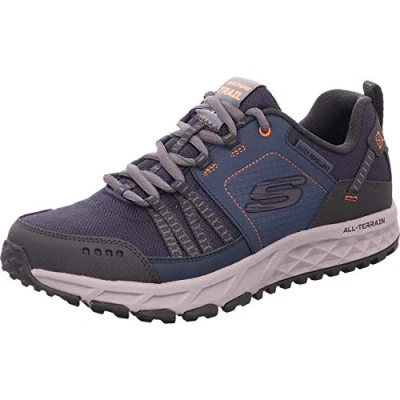 Afbeelding van Skechers Escape PLAN Sneakers laag, Heren, Maat: 41.5, Navy/orange Leer en textiel