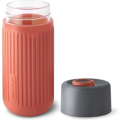 Afbeelding van Black+Blum Travel Cup Glass 0.34Ltr Grey/ Coral