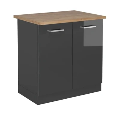 Afbeelding van Vicco Wastafelkast R Line, Antraciet Hoogglans/Antraciet, 80 cm , WB Eik
