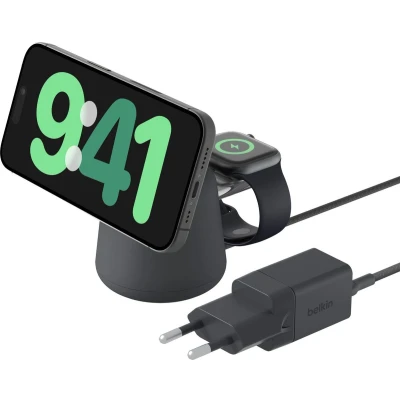 Afbeelding van Belkin BoostCharge Pro 2 in 1 draadloos laadstation met MagSafe (15 W)