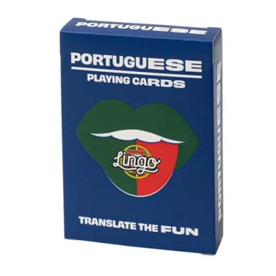 Afbeelding van Lingo Portugese speelkaarten playingcards talen Leren Portuguese jong en oud woordenschat Leer op een leuke gemakkelijke manier 52 essentiële vertalingen reizen spelen