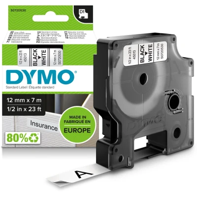 Afbeelding van DYMO originele D1 labels Zwarte Tekst op Wit Label 12 mm x 7 m Zelfklevende etiketten voor de LabelManager labelprinter gemaakt in Europa