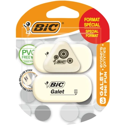 Afbeelding van Gum Bic Galet pvc vrij zacht potlood wit blister à 3 stuks