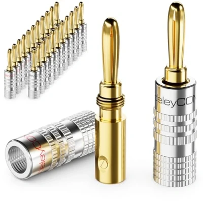 Afbeelding van deleyCON Bananenstekker, verguld, schroefbaar, voor luidsprekerkabels van 0,75 mm tot 4 &amp; hifi ontvanger, 24 stuks