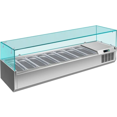 Afbeelding van Koel opzetvitrine met glas 8x 1/3GN (H)43,5x(B)180x(D)39,5