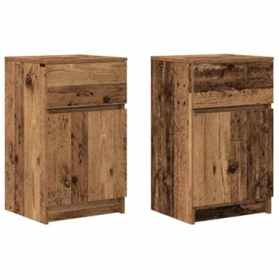 Afbeelding van vidaXL Nachtkastjes 2 st 39x35x65 cm bewerkt hout oud houtkleurig