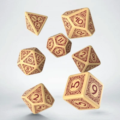 Afbeelding van Q Workshop Viking Beige &amp; Burgundy Dice Set (7)
