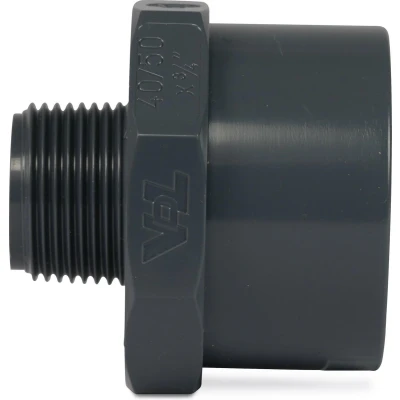 Afbeelding van Puntstuk PVC U 110/125 mm x 4 inch lijmmof/spie buitendraad 10 bar grijs