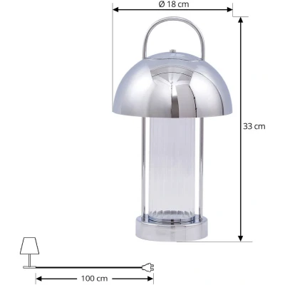 Afbeelding van Lindby LED tafellamp Mareli, chroom, metaal, Ø 18 cm