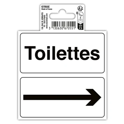 Afbeelding van Exacompta Ref. 67055E 1 zelfklevend pictogram Toilet met pijl Gemaakt van PVC vinyl behandeld antislip en UV bestendig Afmetingen: 10 x cm Kleur: zwart op witte achtergrond