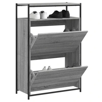 Afbeelding van Schoenenkast 75x34x112 cm bewerkt hout grijs sonoma eikenkleur