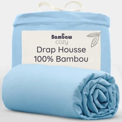 Afbeelding van Bamboe hoeslaken 1 Persoons Eco 90cm bij 200cm Lichtblauw Luxe Beddengoed Hypoallergeen Puur Viscose Rayon Ultra ademende Stof Bambaw