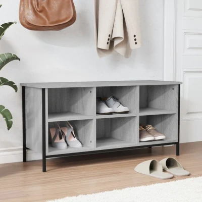 Afbeelding van Schoenenkast 100x35x50 cm bewerkt hout grijs sonoma eikenkleur