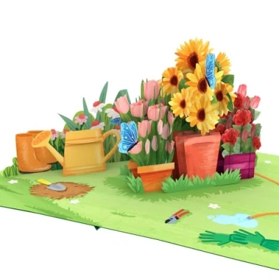 Afbeelding van papercrush® Pop up kaart tuin met bloemen 3D verjaardagskaart voor vrouwen, vriendin en tuinliefhebber, geldcadeau of waardebon tuinliefhebbers,