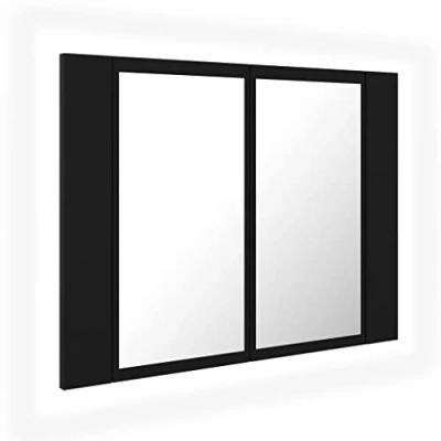 Image de vidaXL Armoire à miroir de salle bain LED Noir 60x12x45 Acrylique804957