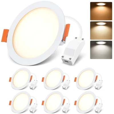 Afbeelding van LVWIT led inbouwspot, extra vlak, 6 W komt overeen met 51 W, plafondspot, 600 lm, 3000 K, warm wit, 4000 neutraal 6500 koudwit, spot voor badkamer, keuken, woonkamer, hal, stuks