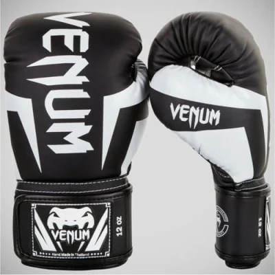 Afbeelding van Venum ELITE Bokshandschoenen Zwart Wit Kickboksen
