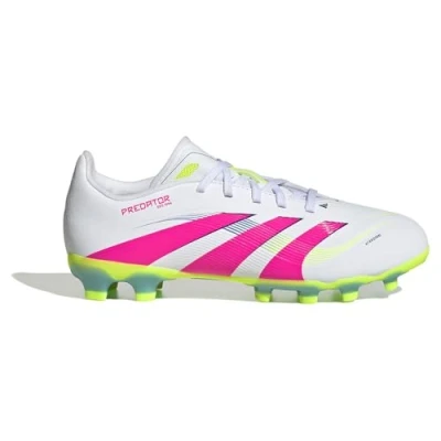 Afbeelding van adidas Performance Predator League Unisex Voetbalschoenen met Kunststof noppen voor kinderen, Maat: 33, White/lucid pink/lucid lemon