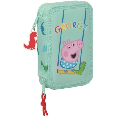 Afbeelding van Dubbele etui Peppa Pig George Munt 12.5 x 19.5 4 cm (28 Onderdelen)