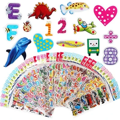 Afbeelding van Vicloon 3D Stickers voor Kinderen Gezwollen 1000+ Kinderstickers 40 Verschillende Bladen Het Belonen van Geschenken Scrapbooking inclusief Dieren, Vissen, Cijfers, Fruit, Vlinder en Meer