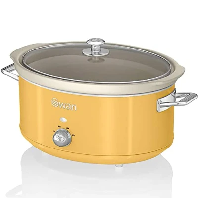 Image de Retro Mijoteuse 65L Poêle Amovible en Céramique Antiadhésive Vintage SWAN SF17031YELNEU 320 Jaune