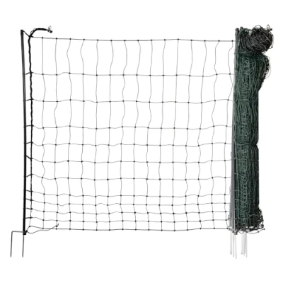 Afbeelding van horizont easyLine Kippenhok, 50 m lang, 110 cm hoog, 14 pvc haringen, gevogeltehek zonder stroom, mobiel net voor tuingevogelte, met dubbele punt, groen