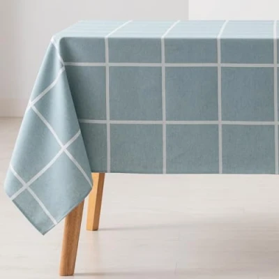 Afbeelding van GAMUSI Tafelkleed, vlekafstotend, rechthoekig, geruit, jacquard, waterdicht, 140 x 180 cm, stof, waterkleur