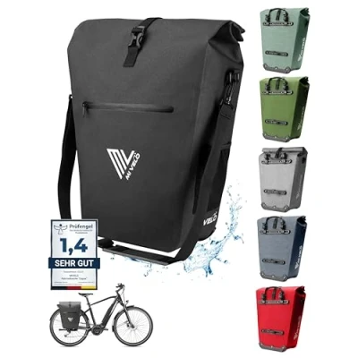 Afbeelding van Fietstas Bagagedragertas waterdicht 100% PVC vrij + laptopcompartiment slot schouderband voor drager 1 STK