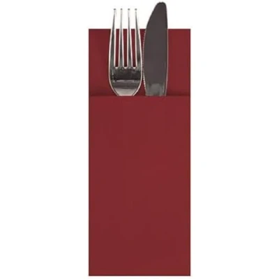 Afbeelding van Cutlery pouches Napkins Bordeaux With Bag Airlaid 1/8 fold 400 x 330mm