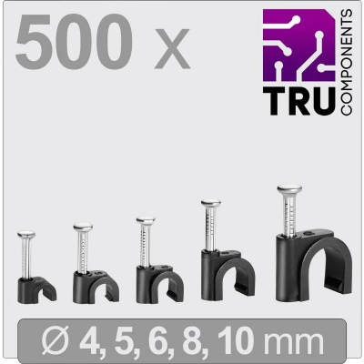 Afbeelding van TRU COMPONENTS T24CA133 Spijkerclip TC 13448484 Bundel Ø (bereik) 2 tot 10 mm Zwart 500 stuk(s)