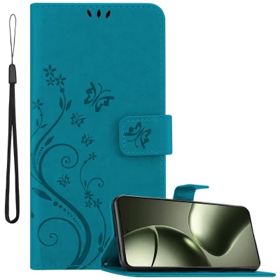 Afbeelding van Cadorabo Hoesje geschikt voor Xiaomi 14T in BLOEMEN BLAUW Beschermhoes bloemmotief met magnetische sluiting, standfunctie en kaartsleuven Book Case Cover Etui