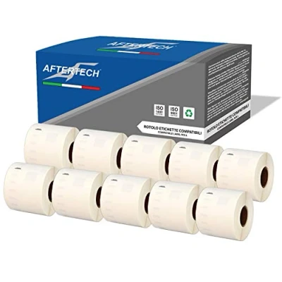 Afbeelding van Aftertech 10 x 99015 54 70 mm plakband rollen compatibel (320 etiketten/rol = 3200 totaal) voor Dymo LabelWriter S0722440