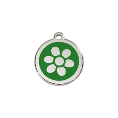 Afbeelding van Flower Green roestvrijstalen hondenpenning small/klein dia. 2 cm RedDingo