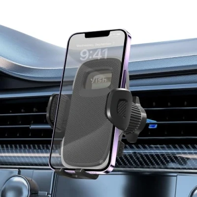 Afbeelding van YISH Telefoonhouder voor in de auto, 360 graden draaibaar, telefoon, verbeterde clip, mobiele autodeur met iPhone, Samsung, Google, Sony enz. (zwart)