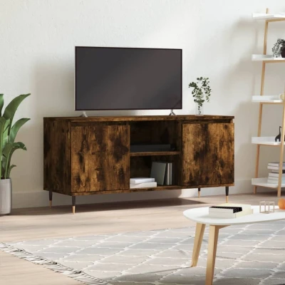 Afbeelding van Tv meubel 104x35x50 cm bewerkt hout gerookt eikenkleurig
