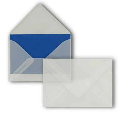 Afbeelding van 75 x enveloppen B6 17,5 12,5 cm transparant nat lijmen met puntige klep 92 g/m² voor bruiloften, wenskaarten, uitnodigingen