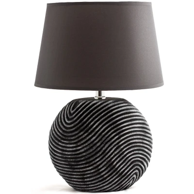 Afbeelding van BRUBAKER Tafel of bedlampje Zen Garden antraciet grijs keramische voet in tweekleurige, matte afwerking 38 cm hoogte