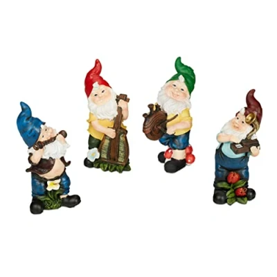 Afbeelding van Relaxdays Set van 4 tuinkabouters Polyresin Weerbestendig Vorstbestendig Decoratieve elf Voor buiten Meerkleurig