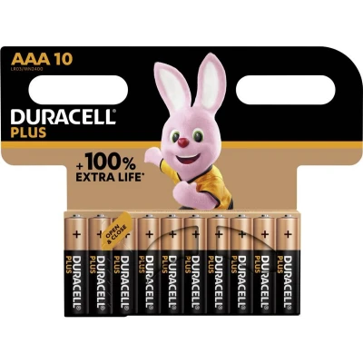 Afbeelding van Duracell Batterij Alkaline, Micro, AAA, LR03, 1.5V Plus, Extra Life, Retail Blister (10 Pack)