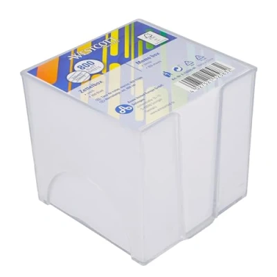 Afbeelding van Westcott E 733205 00 notitieblok, wit, 800 vellen in notitieblok met 9 x cm stevige doos van transparante kunststof, FSC gecertificeerd papier 80 g/m²