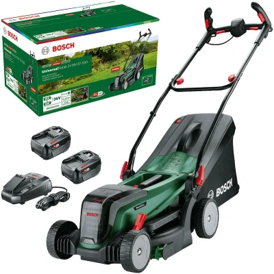 Afbeelding van Bosch Home and Garden 0 600 8B9 E00 Grasmaaier Accu Incl. 2 accus, oplader x 18 V Snijbreedte max. 37 cm Geschikt voor 550 m²