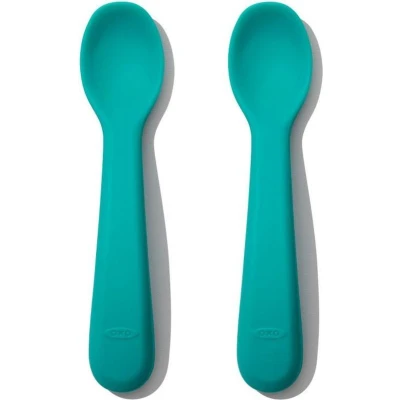 Afbeelding van OXO tot Set silicone lepels Babylepel Babyservies Kinderbestekset Bestek baby Teal