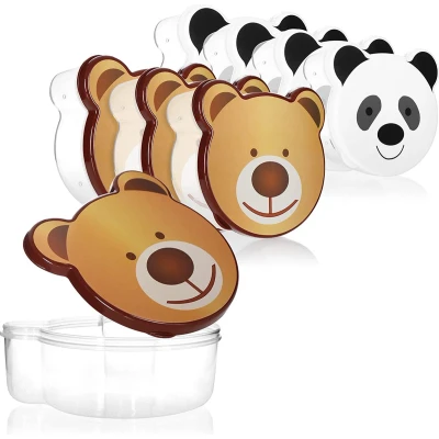 Afbeelding van COM FOUR® Set van 8 voorraaddozen kunststof, Vershouddoos in 4 maten, Voorraadbakken voor de camping, picknick en op school (8 stuks, Beer/Panda)